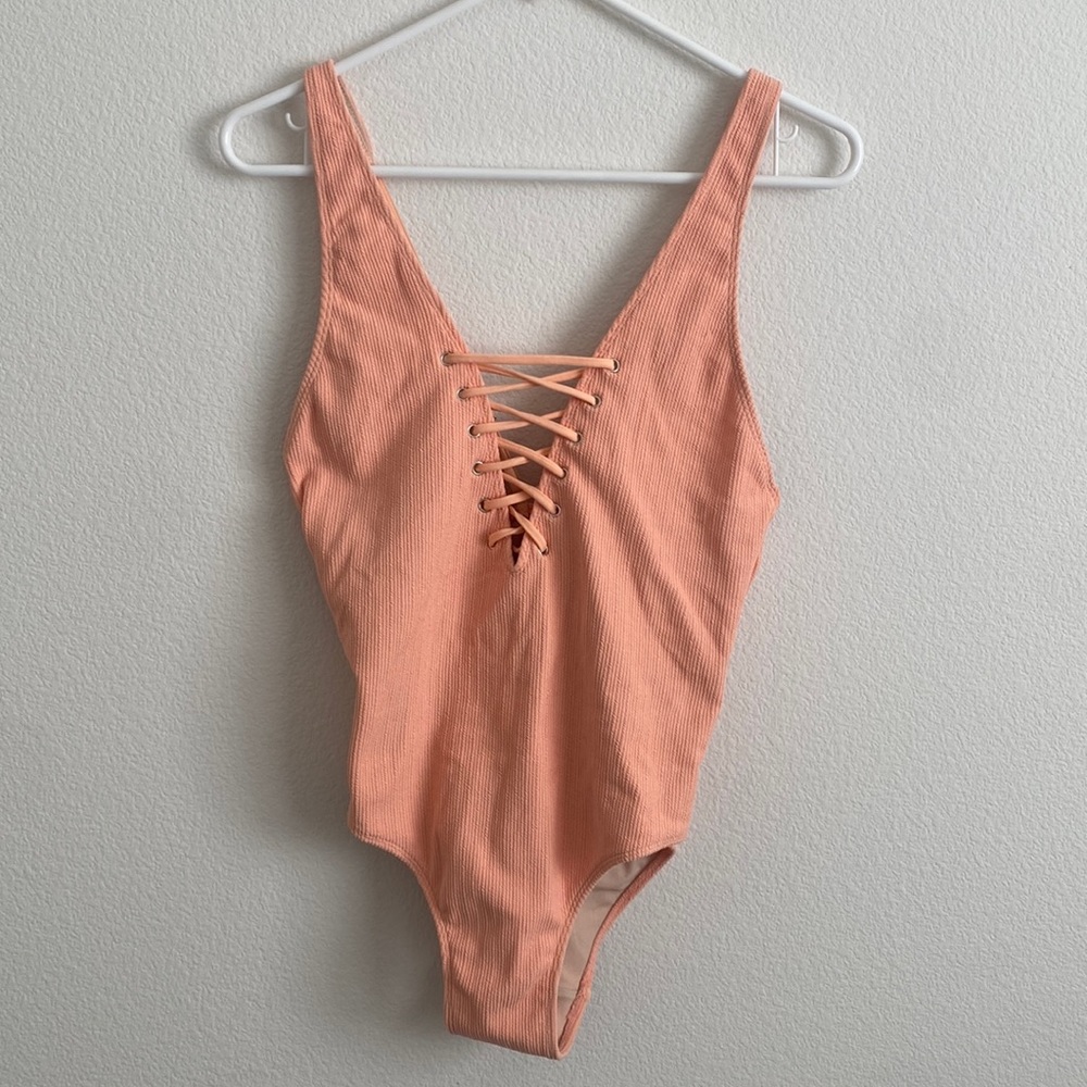 Free Press Peachy Pink One Piece Bathing Suit NWT